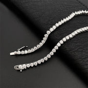 NeeTim Moissanite Tennis Necklace 3 Claw 925 Sterling Silver Plated 18k White Gold Sparkling Lab Diamond Necklaces for Women