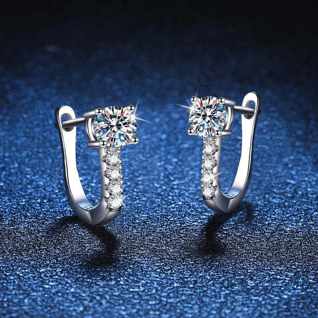0.5 Carat Moissanite Earrings 925 Sterling Silver Ear Stud Hoops