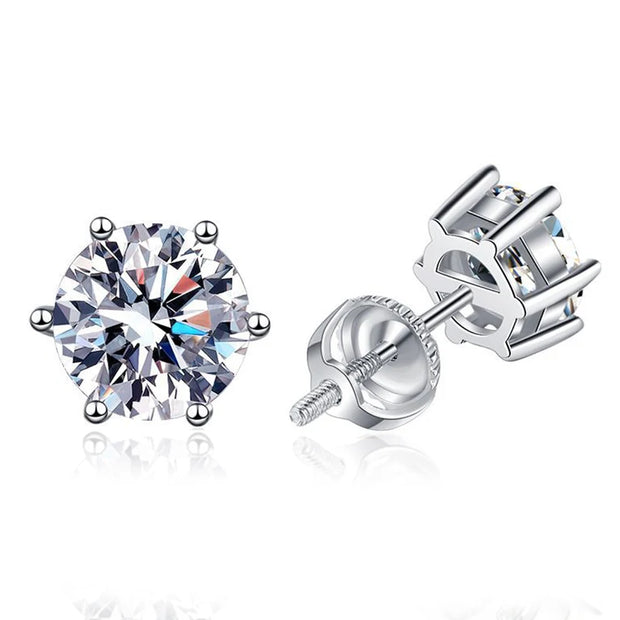 NeeTim 2ct Moissanite Earrings For Women Men Lab Diamond White Gold Plated 925 Sterling Silver Stud Earring Luxury Fine Jewelry