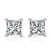 NeeTim 1ct Princess Cut Moissanite Earrings for Women S925 Sterling Sliver with Gold Plated Ear Studs Wedding Party Fine Jewelry