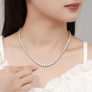 NeeTim Moissanite Tennis Necklace for Women Wedding Jewelry 925 Sterling Sliver Plated 18k White Gold Necklaces with Certificate
