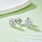 NeeTim Full Moissanite Stud Earrings Lab Diamond 925 Sterling Silver Screw Studs Earring Fine Jewelry Gift With GRA Certificate