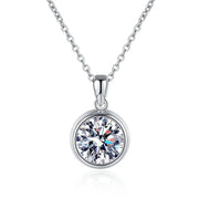 NeeTim 3ct Moissanite Diamond Pendant Necklace 925 Sterling Sliver Round Shape Necklaces Wedding Bridal Fine Jewelry For Women