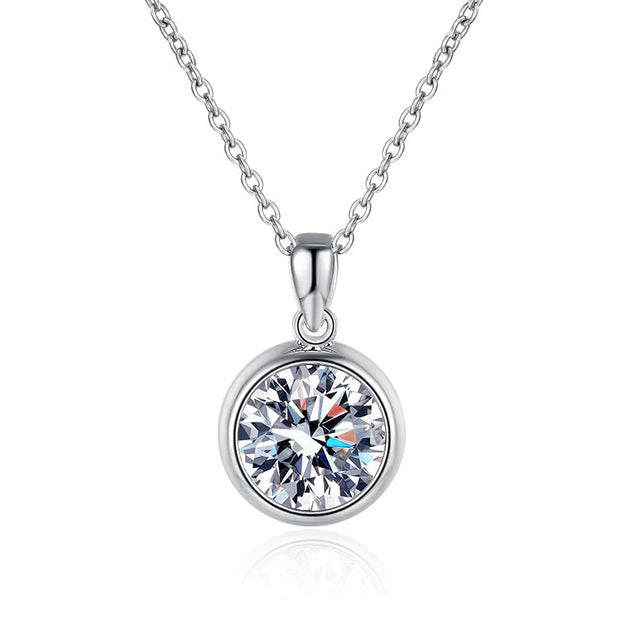 NeeTim 3ct Moissanite Diamond Pendant Necklace 925 Sterling Sliver Round Shape Necklaces Wedding Bridal Fine Jewelry For Women