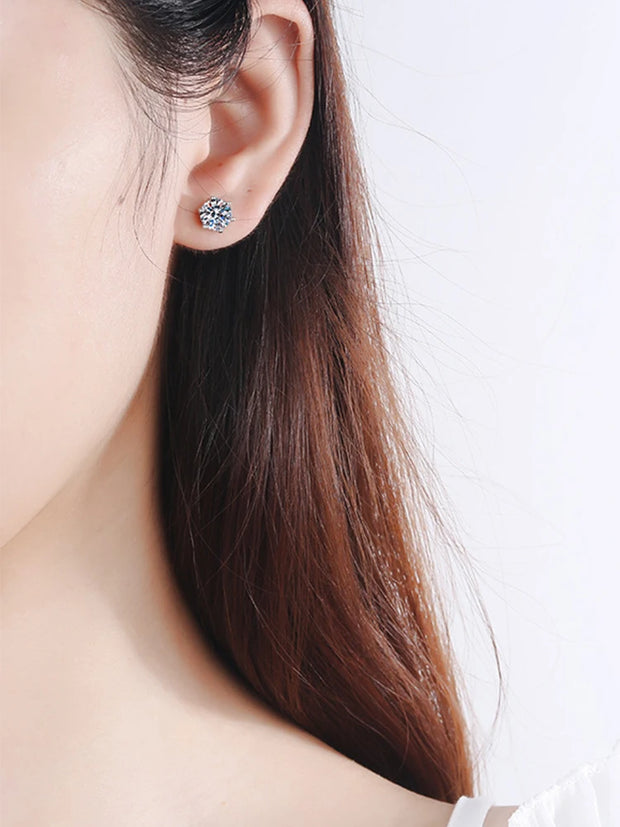 NeeTim 0.1-2 Carat D Color Moissanite Earrings For Women 925 Sterling Silver Ear Studs Sparkling Diamond Wedding Fine Jewelry