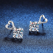 NeeTim 1ct Moissanite Stud Earrings for Women Lab Diamond Drop Heart S925 Solid Silver Wedding Engagement Earring Luxury Jewelry