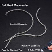 NeeTim Moissanite Tennis Necklace for Woman with Certificate 925 Sterling Sliver Plated 18k White Gold Tassel Necklaces Jewelry