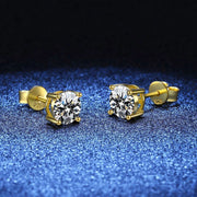 NeeTim 0.2-2 Carat Moissanite Earrings For Women 925 Sterling Silver Ear Studs with Yellow Gold Plated Diamond Wedding Jewelry