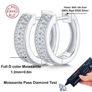 NeeTim Hoops 100% 925 Sterling Silver Full Real Moissanite Earrings Women Sparkling Dimoand Earring Jewelry Gift GRA Certificate
