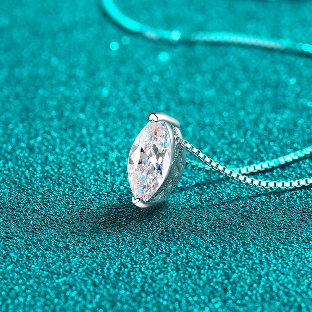 NeeTim Real D Color 5*10mm 1ct Marquise Moissanite Necklace For Women S925 Sterling Silver Lab Diamond Box Chain Fine Jewelry