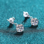 NeeTim 0.5ct 1ct Brilliant Cut Moissanite Drop Earrings for Women Classic Wedding S925 Sterling Silver Earring Luxury Jewelry
