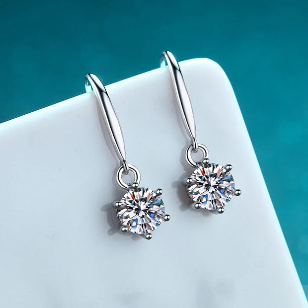 1ct 6.5mm Moissanite Droop Earrings