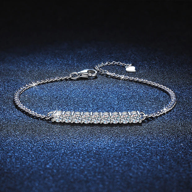 3mm  Round Moissanite with White Gold Plated Bracelet