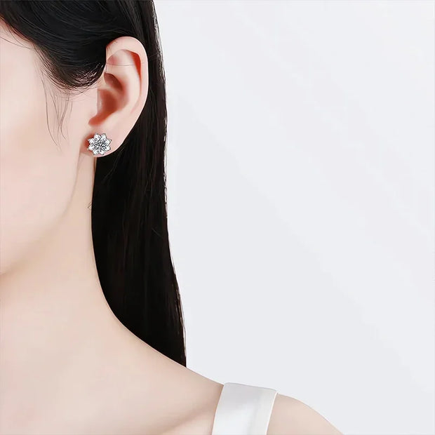 NeeTim 0.5ct Moissanite Stud Earrings For Women 925 Sterling Silver with White Gold Plated Diamond  Ear Studs Wedding Jewelry