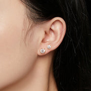 NeeTim Moissanite Diamond Stud Earrings for Women Original 925 Sterling Silver with Gold Plated Screw Back Earring Fine Jewelry