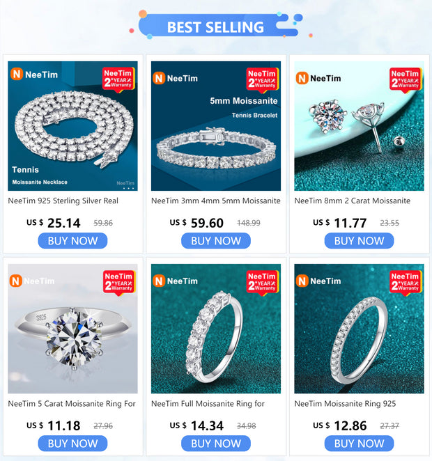 NeeTim 3mm 4mm 5mm Moissanite Tennis Necklace 925 Sterling Sliver with Gold Plated Necklaces for Women Men Neck Chain Jewelry