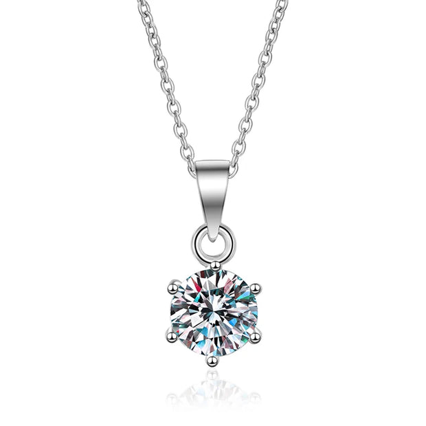 NeeTim 1 Carat Moissanite Pendant Necklace for Women S925 Sterling Silver with White Gold Plated Wedding Bridal Party Jewelry