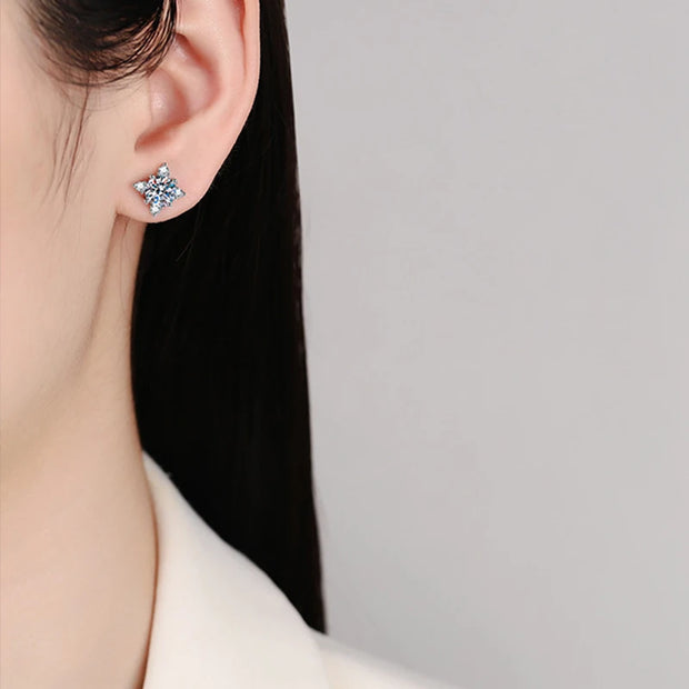 Star 1ct 6.5mm D Color  Earrings Sliver with White Gold Plated