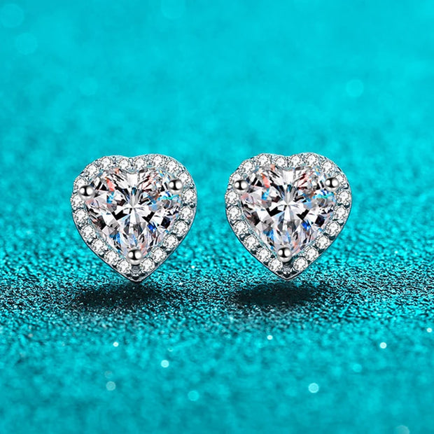 2 Carat Heart shaped Earrings