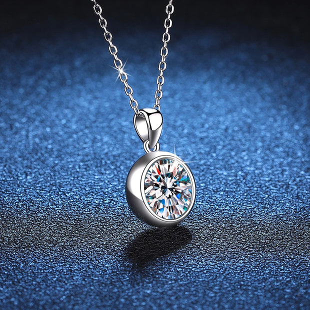 NeeTim 3ct Moissanite Diamond Pendant Necklace 925 Sterling Sliver Round Shape Necklaces Wedding Bridal Fine Jewelry For Women