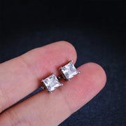 NeeTim 1ct Princess Cut Moissanite Earrings for Women S925 Sterling Sliver with Gold Plated Ear Studs Wedding Party Fine Jewelry