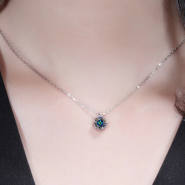 NeeTim 1CT 2CT Real Moissanite Pendant Necklace For Women Top Quality 925 Sterling Silver Wedding Party Bridal Luxury Jewelry