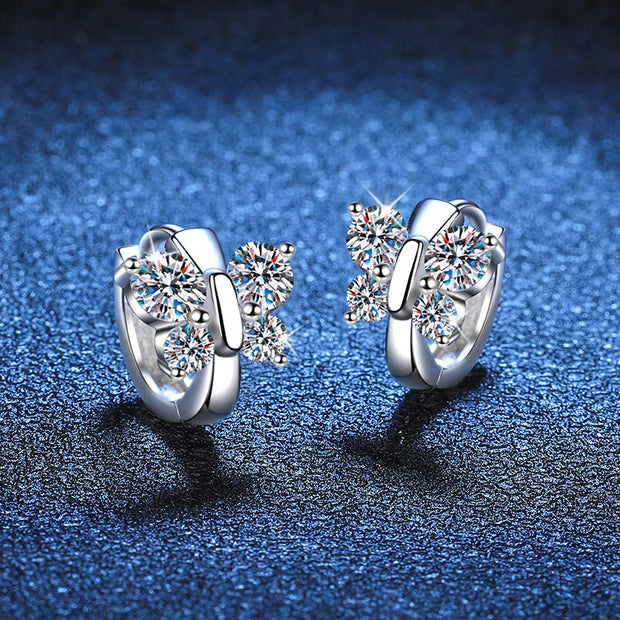 NeeTim Butterfly Full Moissanite Earrings for Women Original Party Wedding Gift Jewelry 925 Sterling Sliver Earring with GRA