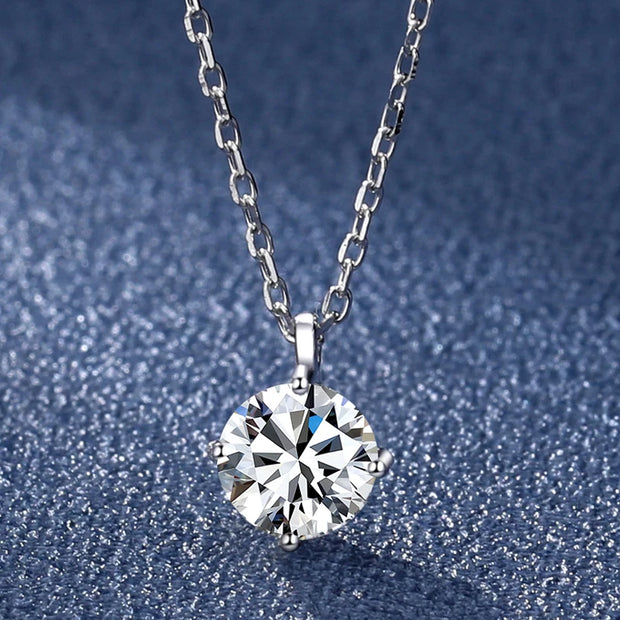 NeeTim 1CT 2CT Real Moissanite Pendant Necklace For Women Top Quality 925 Sterling Silver Wedding Party Bridal Luxury Jewelry