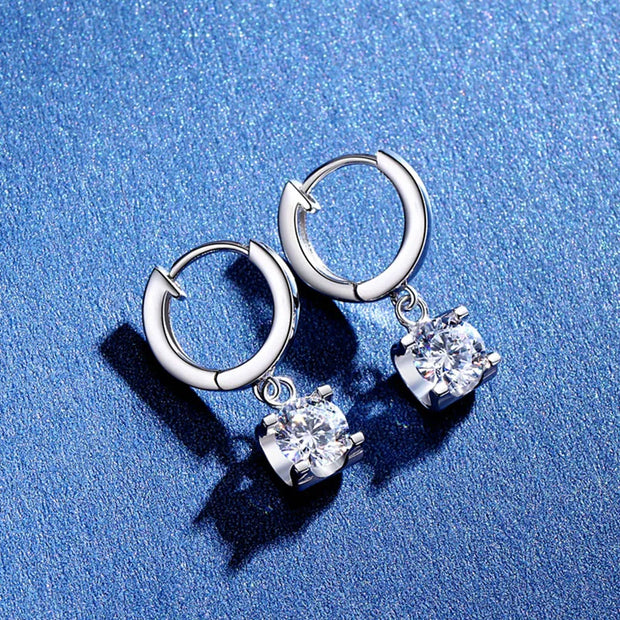 NeeTim 2CT Moissanite Drop Earrings for Women Sparkling Diamond Earring 100% S925 Sterling Silver with White Gold Plated Jewelry