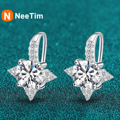NeeTim 1ct 6.5mm Moissanite Earrings for Women S925 Sterling Sliver with 18k Gold Plated Diamond Earring Wedding Party Jewelry