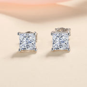 NeeTim 1ct Princess Cut Moissanite Earrings for Women S925 Sterling Sliver with Gold Plated Ear Studs Wedding Party Fine Jewelry