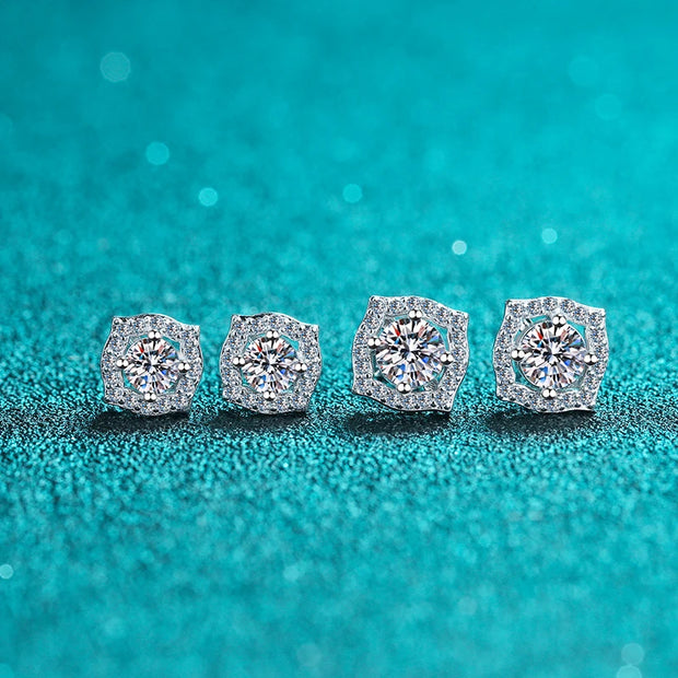 NeeTim 1ct 6.5mm Moissanite Earrings for Women S925 Sterling Silver Gemstone Earring Certified Ear Studs Wedding Party Jewelry
