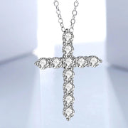 NeeTim 5mm D Color Moissanite Jesus Cross Pendant  for Women Men S925 Silver 18k White Gold Plated Necklace Wedding Jewelry Gift