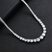 NeeTim Moissanite Tennis Necklace for Women Wedding Jewelry 925 Sterling Sliver Plated 18k White Gold Necklaces with Certificate