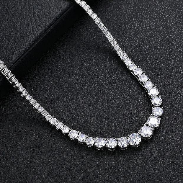 NeeTim Moissanite Tennis Necklace for Women Wedding Jewelry 925 Sterling Sliver Plated 18k White Gold Necklaces with Certificate