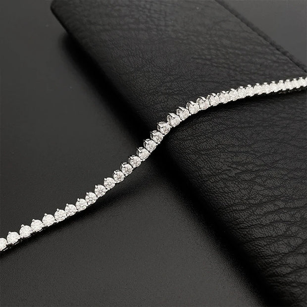 NeeTim Moissanite Tennis Necklace 3 Claw 925 Sterling Silver Plated 18k White Gold Sparkling Lab Diamond Necklaces for Women
