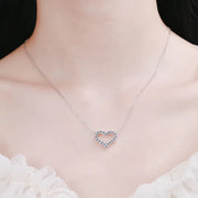 NeeTim D Color Moissanite Necklace Heart Pendant 925 Sterling Sliver White Gold Plated Chain with GRA Fine Neck Chain for Women