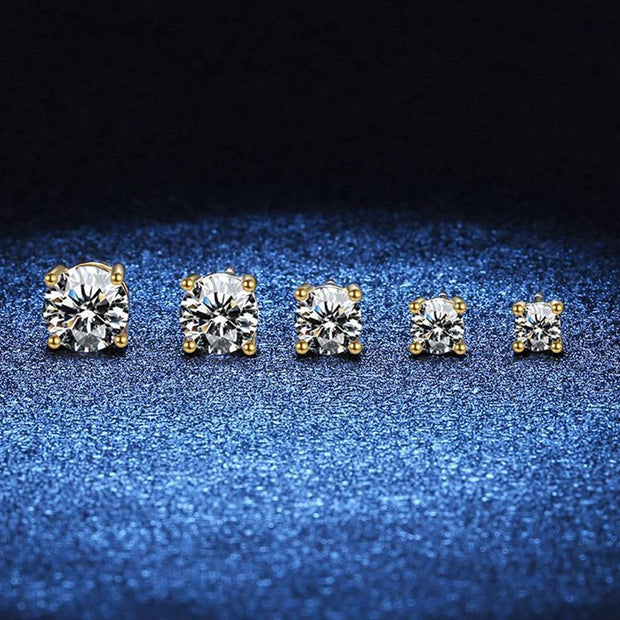 NeeTim 0.2-2 Carat Moissanite Earrings For Women 925 Sterling Silver Ear Studs with Yellow Gold Plated Diamond Wedding Jewelry