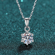 NeeTim 1 Carat Moissanite Pendant Necklace for Women S925 Sterling Silver with White Gold Plated Wedding Bridal Party Jewelry