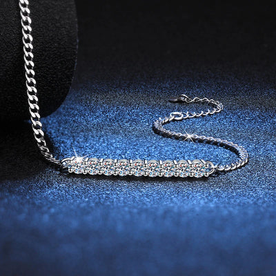 3mm  Round Moissanite with White Gold Plated Bracelet