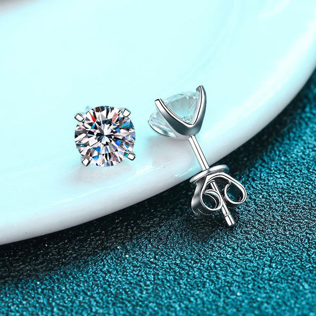 NeeTim Real 2 Carat D Color Moissanite Stud Earrings For Women 100% 925 Sterling Silver Sparkling Diamond Wedding Jewelry Gift