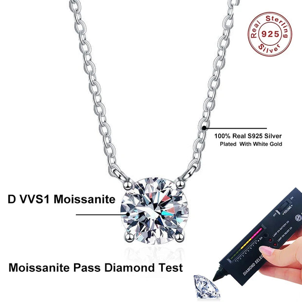 NeeTim 1-5 Carat Moissanite Pendant Necklace For Women 925 Sterling Silver Sparkling Diamond Wedding Party Fine Jewelry Gifts