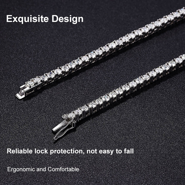 NeeTim Moissanite Tennis Necklace for Woman with Certificate 925 Sterling Sliver Plated 18k White Gold Tassel Necklaces Jewelry