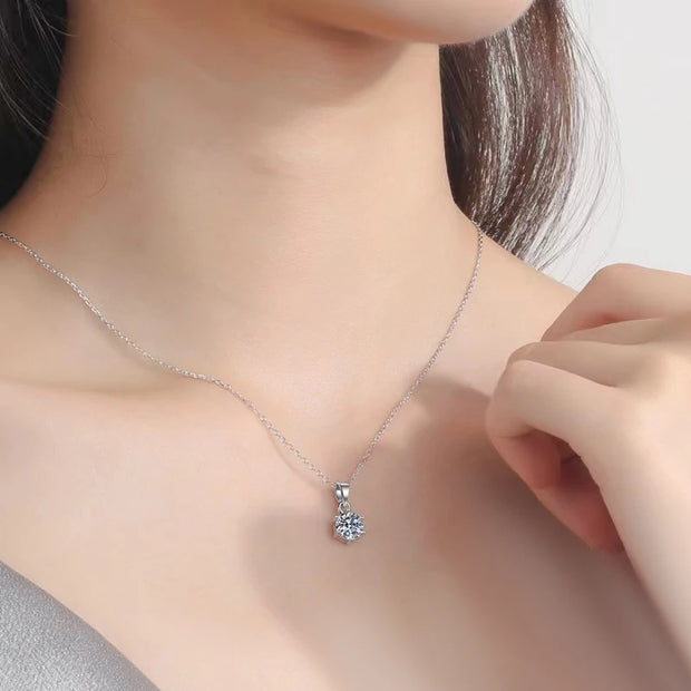 NeeTim 4ct 10mm Moissanite Necklace For Women 925 Sterling Silver with 18K Gold Plated Lab Diamond Pendant Wedding Party Jewelry