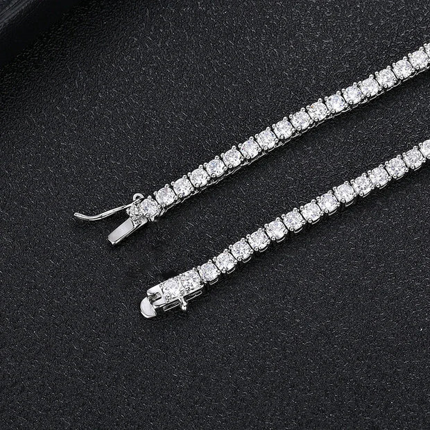 NeeTim Moissanite Tennis Necklace for Women Wedding Jewelry 925 Sterling Sliver Plated 18k White Gold Necklaces with Certificate