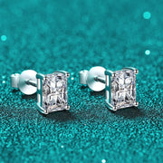 NeeTim 2ct Emerald Cut Radiant Cut Moissanite Earrings S925 Sterling Silver Wedding Ear Studs Fine Jewelry for Women Girls Gift