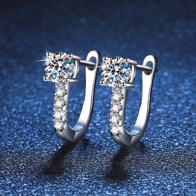 0.5 Carat Moissanite Earrings 925 Sterling Silver Ear Stud Hoops