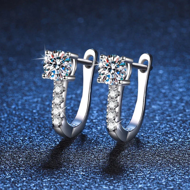 0.5 Carat Moissanite Earrings 925 Sterling Silver Ear Stud Hoops