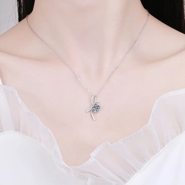 NeeTim 1ct Moissanite 925 Sterling Silver Necklace For Women Girl Lab Diamonds Pendant Necklaces With GRA Certificate Party Gift