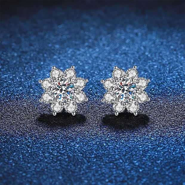 NeeTim 0.5ct Moissanite Stud Earrings For Women 925 Sterling Silver with White Gold Plated Diamond  Ear Studs Wedding Jewelry